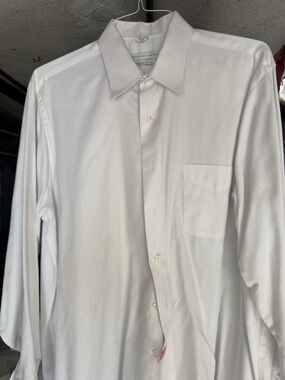Geoffrey Beene White Long-Sleeve Dress Shirt with Chest Pocket